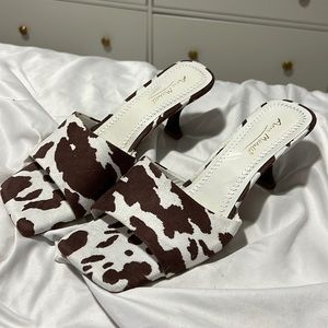 Brand new cow print mules
